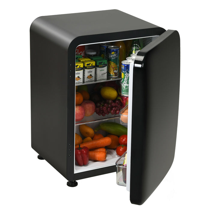 Compact 68L Refrigerator - LED Light, Adjustable Thermostat in Sleek Black Finish - Ideal for Small Spaces and Energy Efficiency