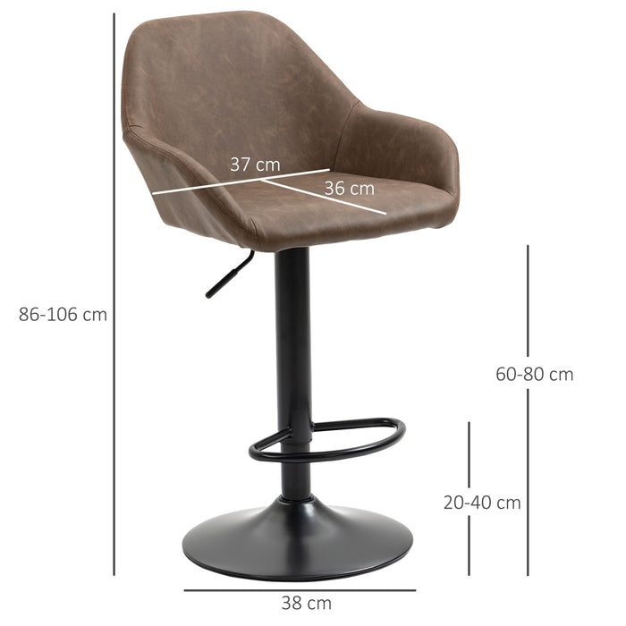 Swivel Barstools with Footrest and Backrest - Adjustable PU Leather Set of 2 with Sturdy Steel Base - Perfect for Kitchen Counter and Dining Room Comfort