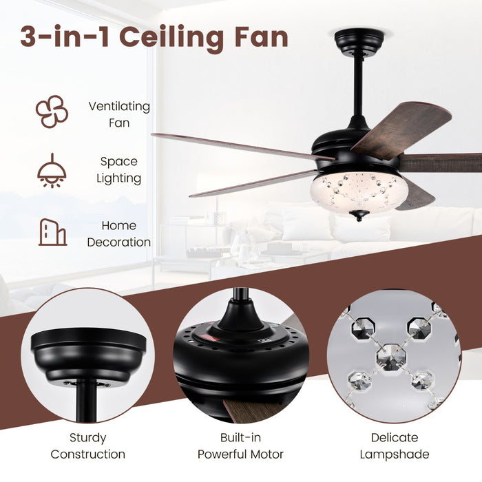 52" Size Chandelier Ceiling Fan - With Elegant Crystal Lights and Handy Remote Control - Perfect Solution for Cooling and Lighting Rooms