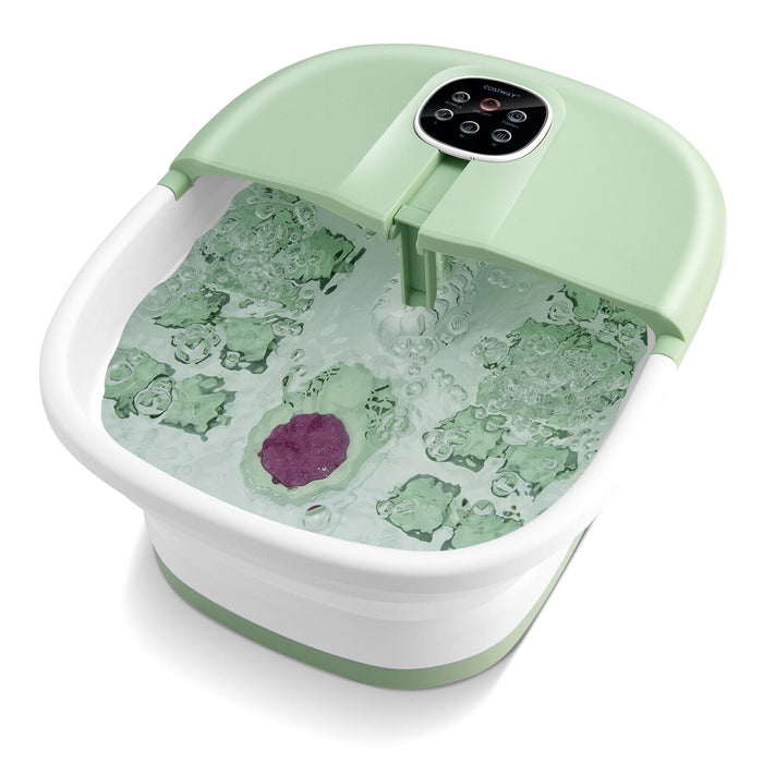 Foot Spa Bath Massager - Heat Bubbles, Remote Control in Green - Ideal for Relaxation and Stress Relief