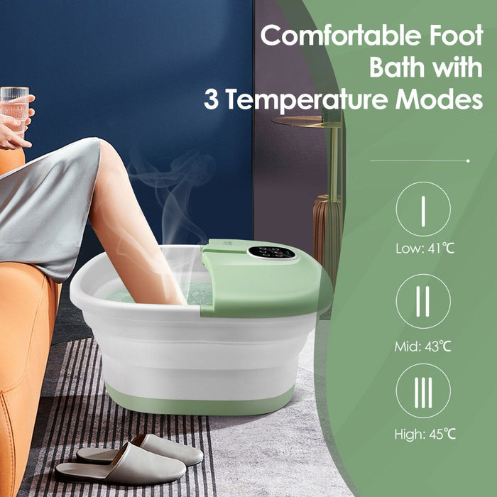 Foot Spa Bath Massager - Heat Bubbles, Remote Control in Green - Ideal for Relaxation and Stress Relief