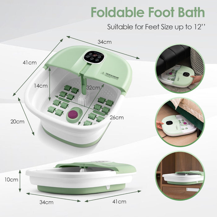 Foot Spa Bath Massager - Heat Bubbles, Remote Control in Green - Ideal for Relaxation and Stress Relief