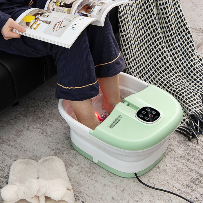 Foot Spa Bath Massager - Heat Bubbles, Remote Control in Green - Ideal for Relaxation and Stress Relief