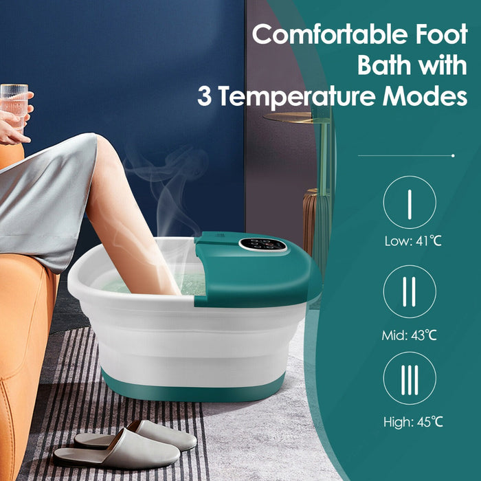 Foot Spa Bath Massager - Heat Bubbles, Remote Control in Green - Ideal for Relaxation and Stress Relief