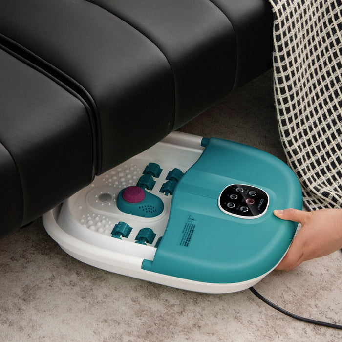 Foot Spa Bath Massager - Heat Bubbles, Remote Control in Green - Ideal for Relaxation and Stress Relief