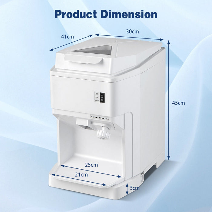 350W Commercial Electric Ice Crusher - Adjustable Ice Size for Home and Restaurant Use - White Model Perfect for Professional Catering Services