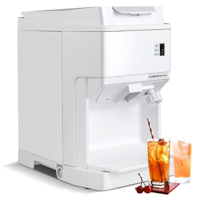 350W Commercial Electric Ice Crusher - Adjustable Ice Size for Home and Restaurant Use - White Model Perfect for Professional Catering Services