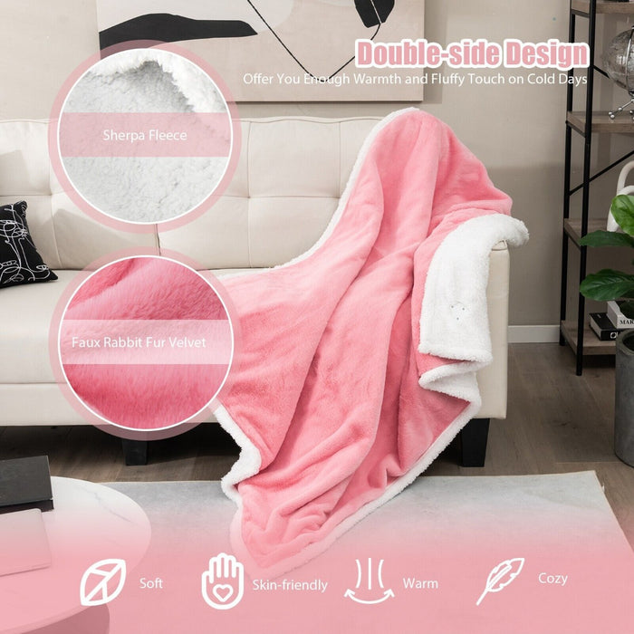 Reversible Electric Heated Blanket - 154 x 130 CM, 10 Heat Settings, Pink - Ideal for Keeping Warm During Cold Nights