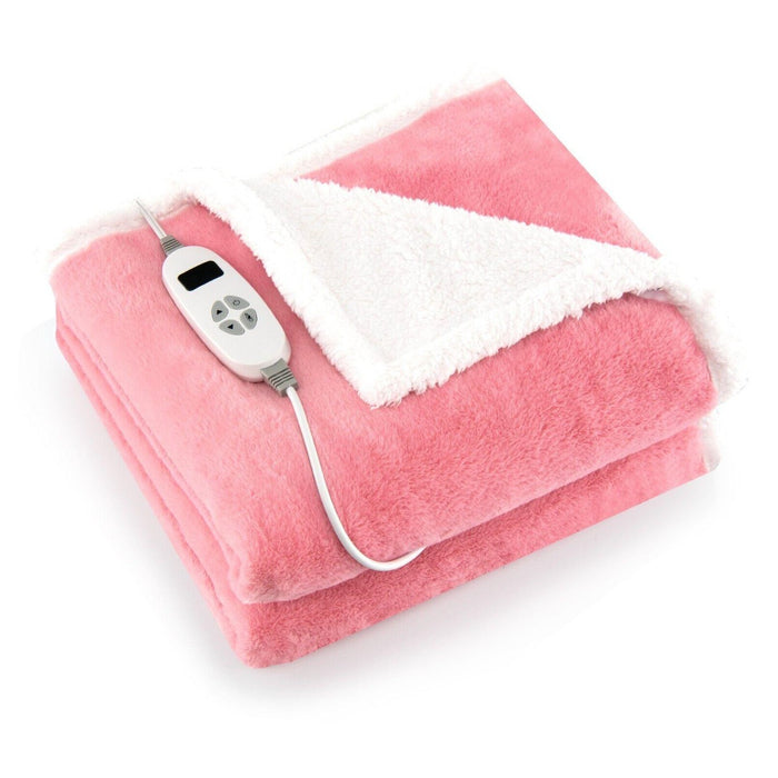 Reversible Electric Heated Blanket - 154 x 130 CM, 10 Heat Settings, Pink - Ideal for Keeping Warm During Cold Nights