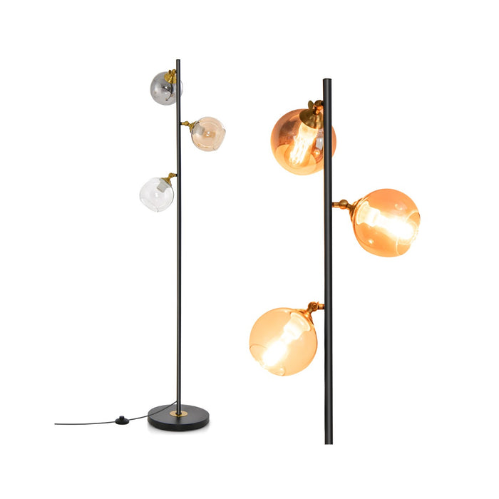 Freestanding Modern Lamp with 3 Globe Shades - Contemporary Glass Lamp with Trio of Spheres - Perfect for Creating Atmospheric Lighting in Any Room