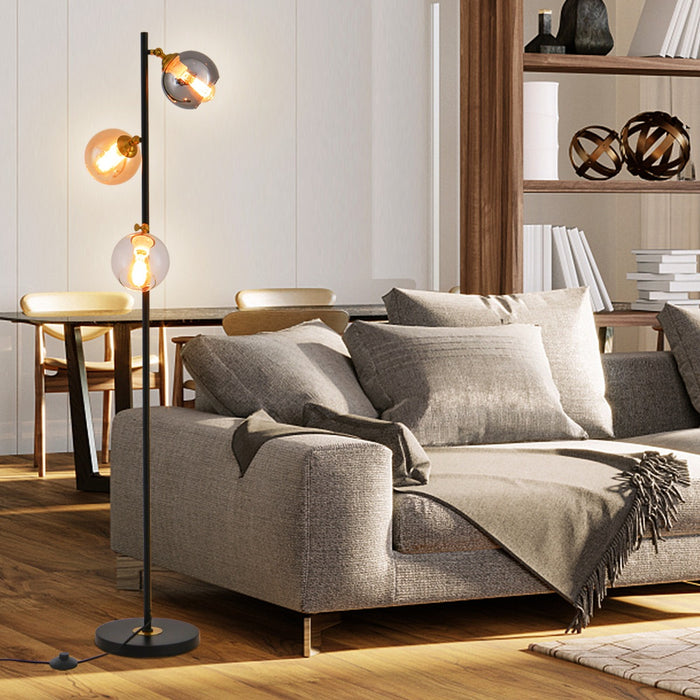 Freestanding Modern Lamp with 3 Globe Shades - Contemporary Glass Lamp with Trio of Spheres - Perfect for Creating Atmospheric Lighting in Any Room