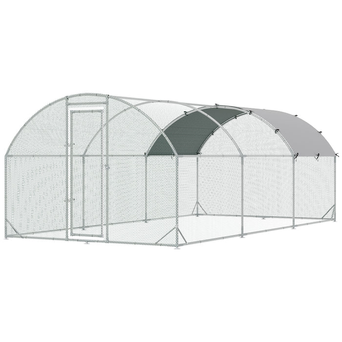 Galvanised Chicken Coop with Protective Cover - Hen House 5.7 x 2.8 x 2m - Ideal for Poultry Safety and Outdoor Use