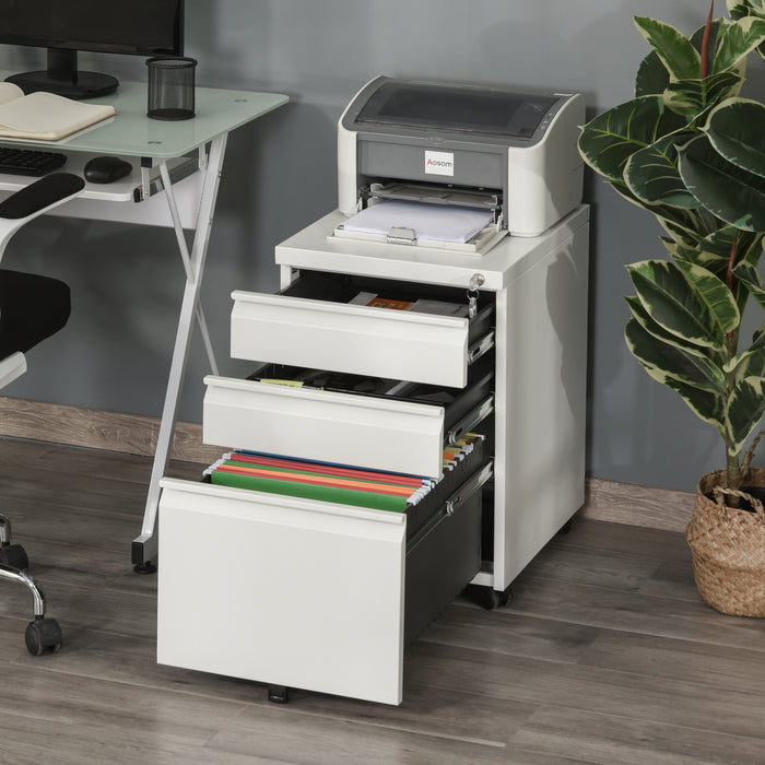 Mobile 3-Drawer Vertical File Cabinet - Lockable Rolling Storage Unit, Under Desk Design - Ideal for Home Office Organization