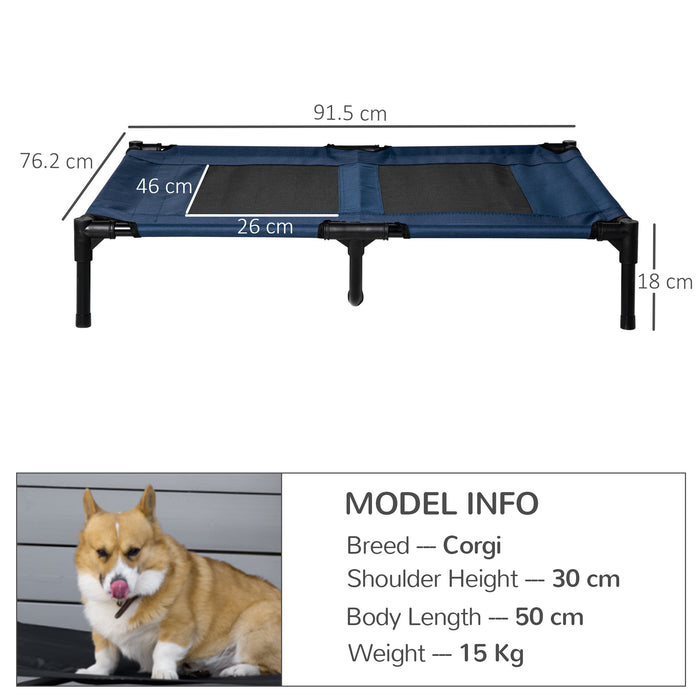 Portable Elevated Pet Bed for Dogs and Cats - Durable Camping Basket, Blue, Large Size - Comfortable Outdoor Resting Solution for Your Puppy
