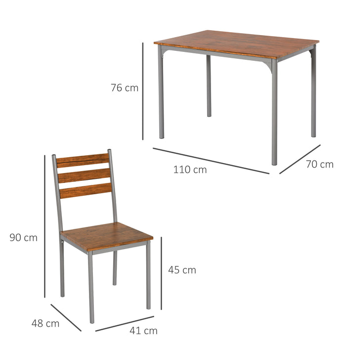 5-Piece Dining Table Set - Modern Compact Table and 4 Chairs for Small Spaces - Ideal for Dining Room and Kitchen Use, Brown