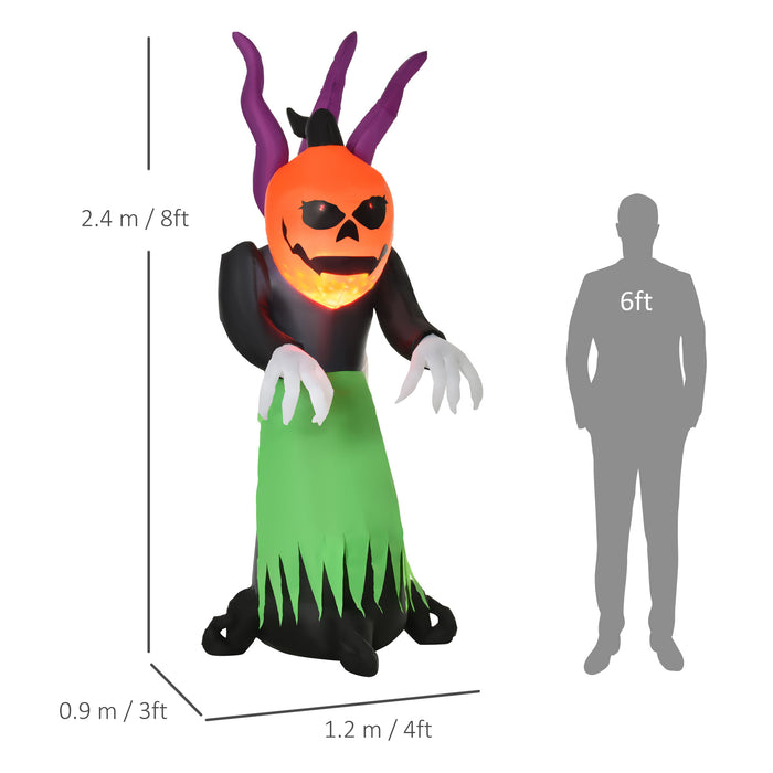 Inflatable Halloween Evil Pumpkin Ghost with LED Lights - 240cm Blow-Up Yard Decoration with Fiery Design - Next Day Delivery for Indoor & Outdoor Festive Displays
