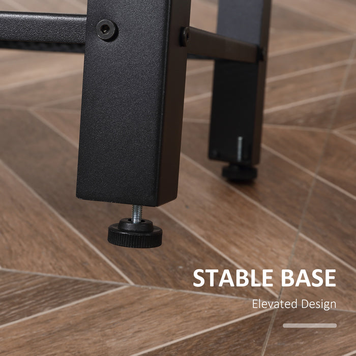 3-Tier Industrial Boxy Side Table with Metal Frame - Ample Storage with 2 Open Shelves, Robust Design - Chic Display Stand for Modern Bedroom or Living Space