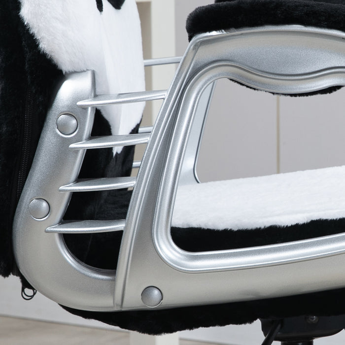 Fluffy Panda - Cozy Adjustable Desk Chair with Padded Armrests, Tilt Mechanism & Height Control - Ideal for Comfortable Office Seating & Stylish Workspace