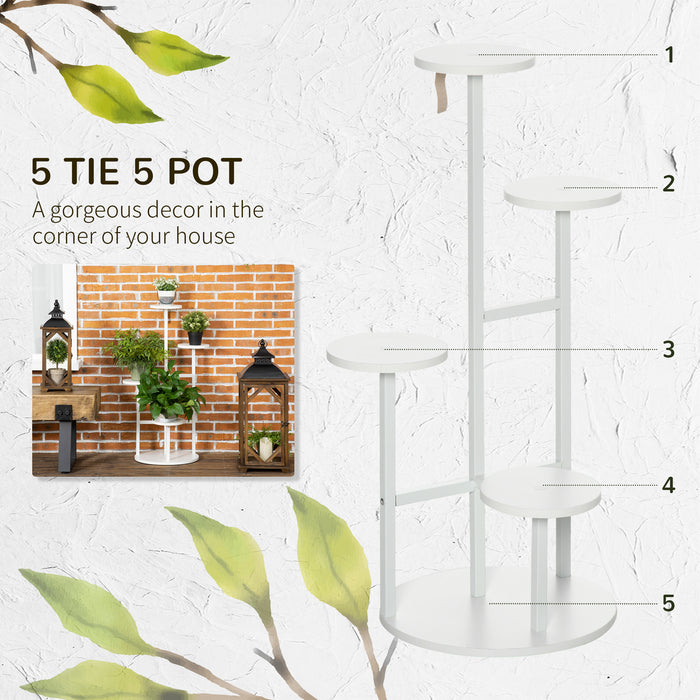 5-Tier Corner Plant Stand - Multi-Level Flower Pot Holder and Storage Organizer with Anti-Tip Strap - Perfect for Indoor, Outdoor, Porch, and Balcony Gardening