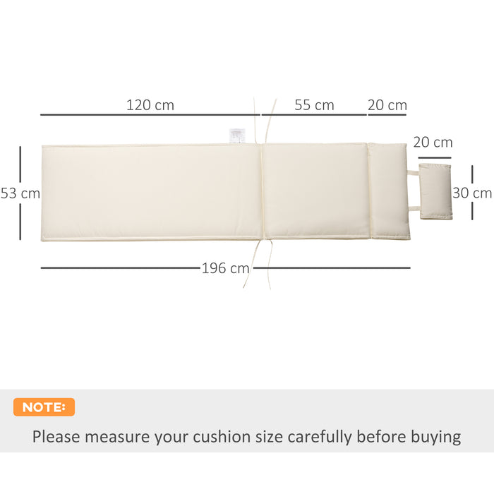 Garden Sun – Thick Cushioned Recliner Pad with Pillow for Outdoor Chairs – Ideal for Patio Relaxation & Comfort, Cream White