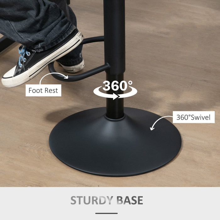 Adjustable Height Dark Grey Bar Stools - Set of 2 Swivel Chairs with Footrest for Kitchen & Home - Ideal for Breakfast Bars & Counter Seating