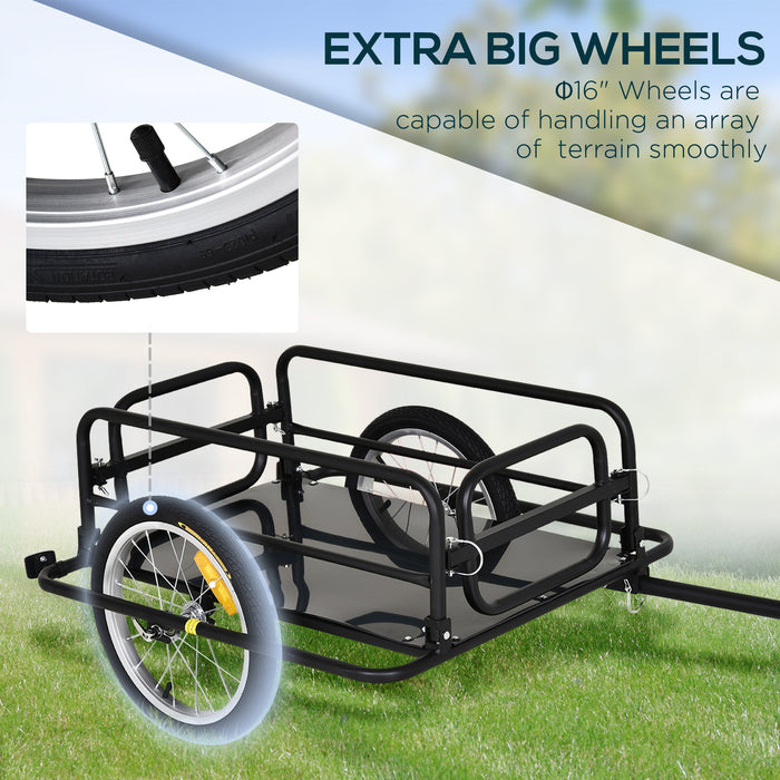 Bike Cargo Trailer with Durable Steel Frame - Black, Heavy-Duty Bicycle Transport Cart - Ideal for Shopping, Camping, and Gear Hauling