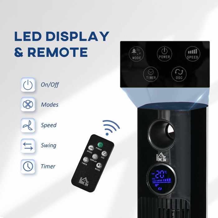 38-inch Electric Oscillating Fan with Aroma Feature - 12-Hour Timer, LED Touch Panel, Includes Remote Control - Ideal for Freshening Rooms & Comfort Cooling
