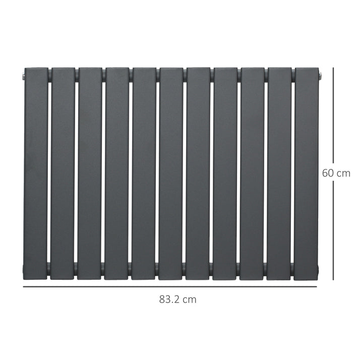 Water-Filled Space Heater - 83 x 60cm Horizontal Designer Radiator, Quick Warm-Up for Living Room, Study, Garage - Ideal for Home Heating, Grey Model