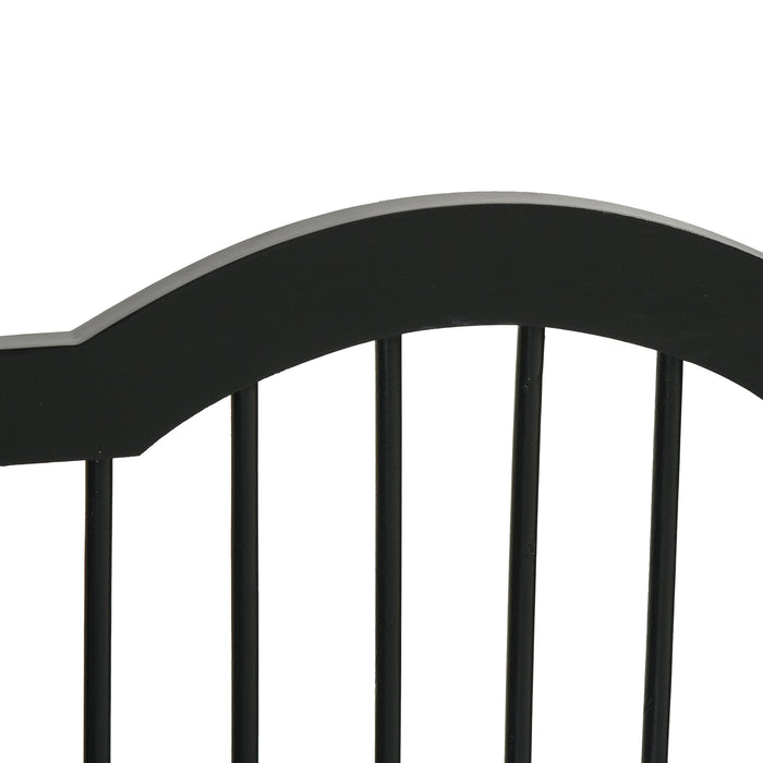 Foldable Wooden Dog Gate with Support Feet - Small Pet Fence Stepover Panel, Freestanding Safety Barrier - Ideal for House, Doorway, Stairs, in Black