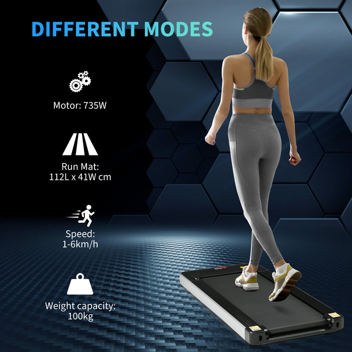 Electric Treadmill Walking Machine - 735W Motorised Pad with Adjustable Speeds of 1-6km/h, LED Display - Ideal for Home Aerobic Exercise and Low-Impact Workouts