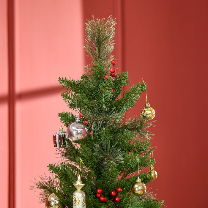 Slim Artificial Christmas Tree with Lifelike Foliage - Red Berry Accents & Hassle-Free Auto Open Design - Perfect for Festive Holiday Decor