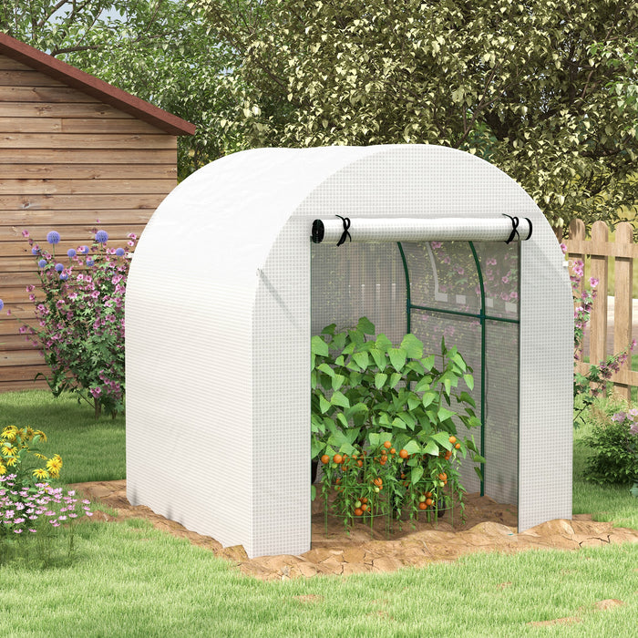 Polytunnel Walk-In Greenhouse - Garden Structure with Roll-Up Window & Zippered Door, 1.8 x 1.8 x 2m - Perfect for Growing Plants & Vegetables Outdoors