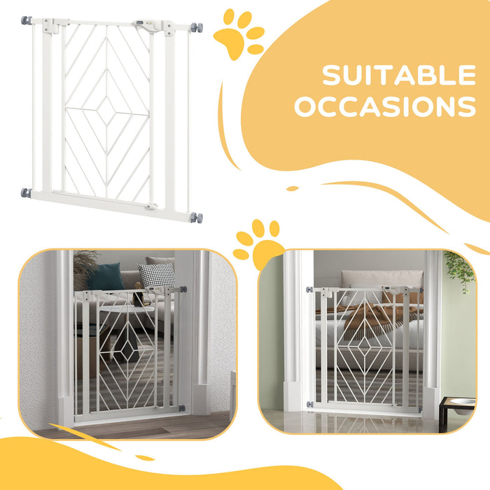 Auto-Closing Pressure Fit Stair Gate for Dogs - Double Locking, Easy Install, Fits 74-80cm Openings - Ideal for Home Safety and Pet Boundaries