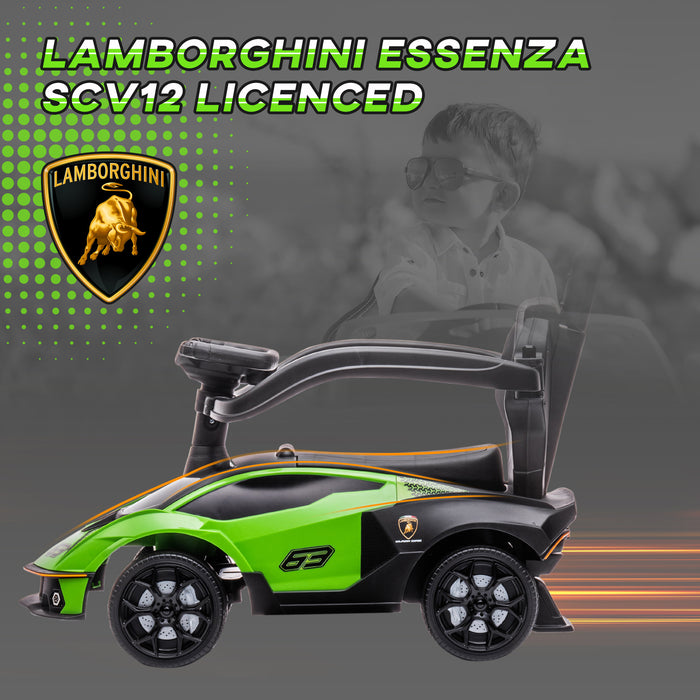 Essenza SCV12 - 2-in-1 Push and Ride Baby Car with Horn and Engine Sounds - Fun Toddler Mobility and Play Vehicle, Green