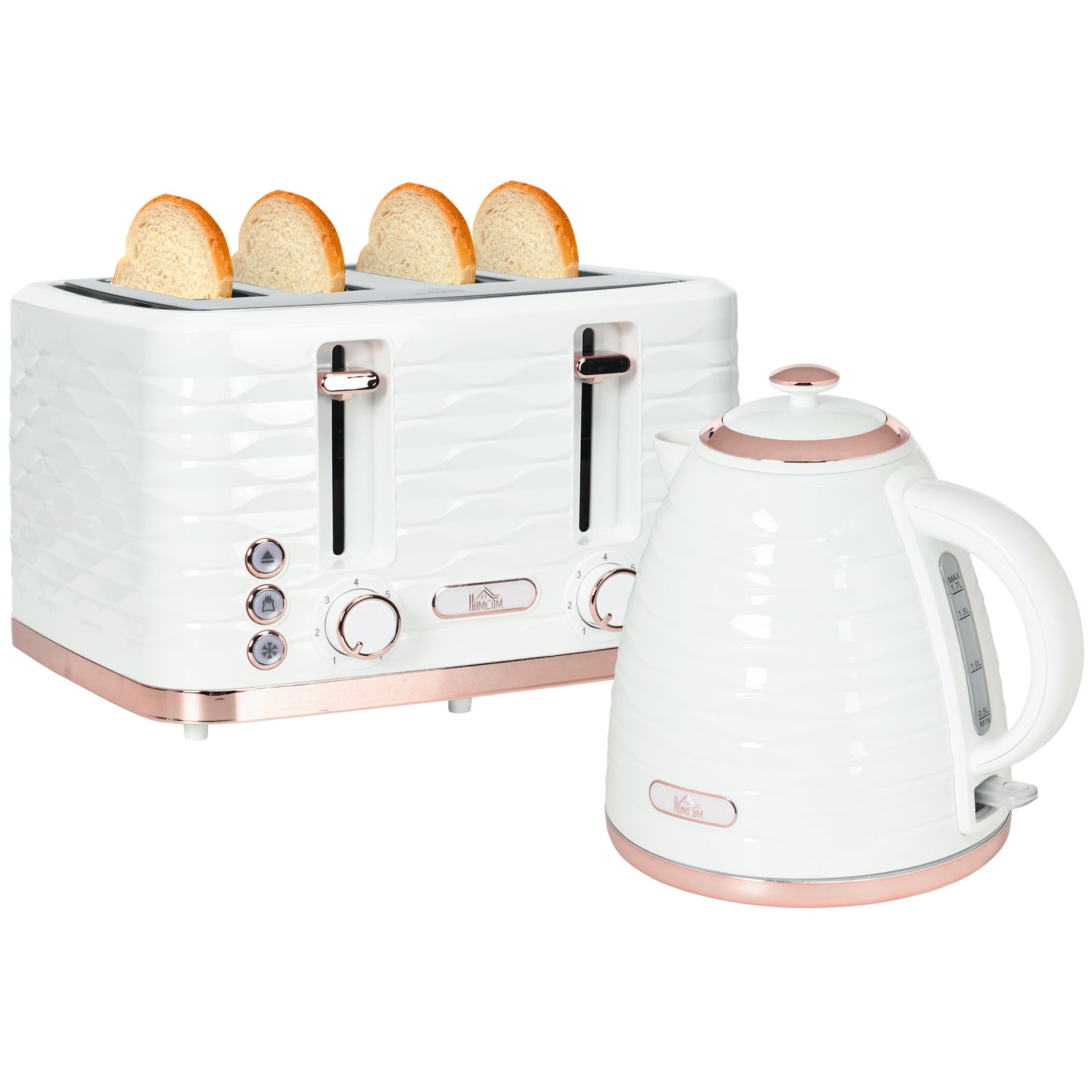 Otter 3000W Fast Boil 1.7L Kettle & 4-Slice Toaster Combo - Stainless Steel with Advanced Browning Controls, Defrost & Reheat - Ideal for Busy Kitchens and Breakfast Prep