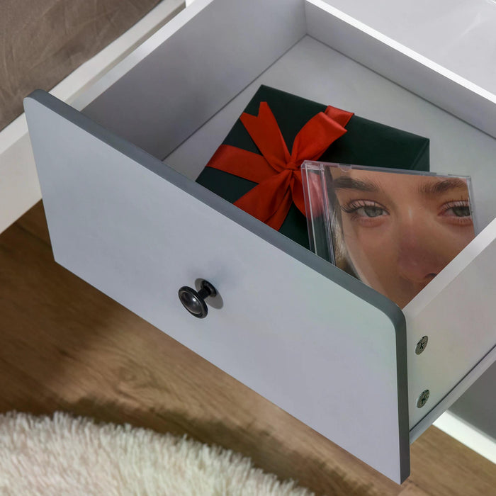 Modern Side Cabinet with Nightstand Functionality - 2 Storage Drawers Home Organizer for Bedroom and Living Room - Streamlines Clutter Management