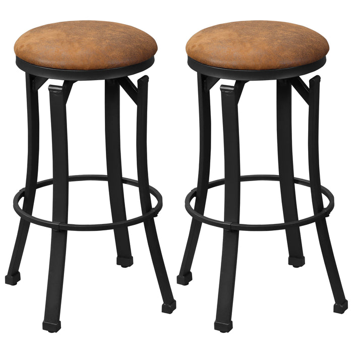 Vintage Kitchen Stools Set of 2 - Microfiber Cloth Breakfast Bar Chairs with Footrest and Brown Powder-Coated Steel Legs - Ideal for Home Bar and Kitchen Seating
