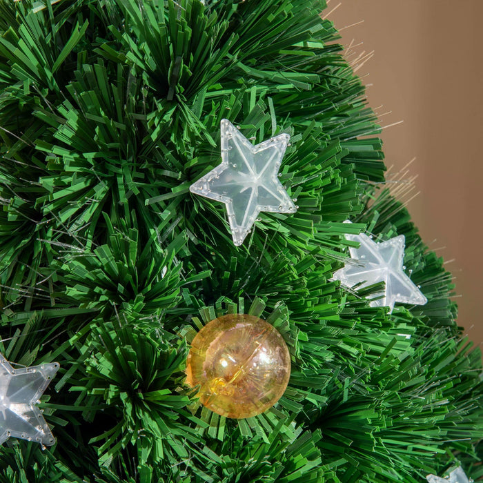 Pre-Lit 2FT Artificial Christmas Tree with Multicolored Fiber Optic - LED Lights, Decorative Pot for Tabletop Display - Ideal Desk Xmas Decor for Home and Office