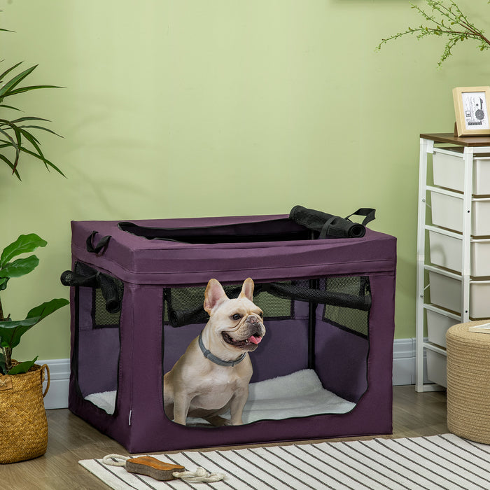 Foldable Pet Carrier for Small to Medium Dogs and Cats - Spacious 79.5 x 57 x 57 cm Travel Bag in Purple - Ideal for Safe and Comfortable Pet Transportation