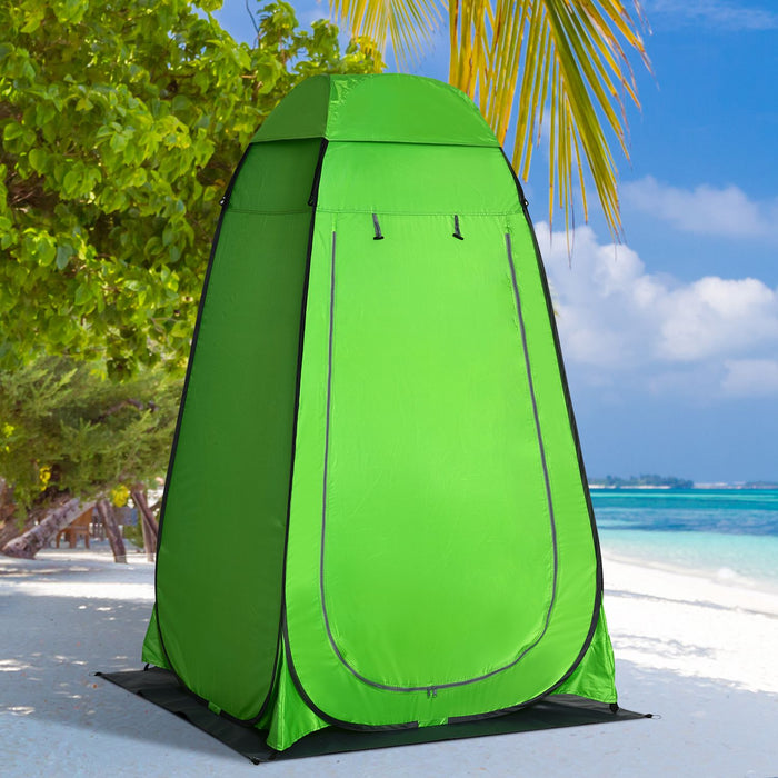 Pop-Up Camping Shower Tent - Outdoor Privacy Shelter for Changing, Dressing, Bathing, and Toilet Use - Includes Portable Carry Bag for Hikers, Green