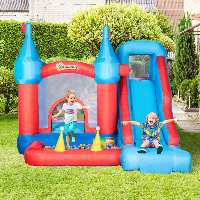 5 in 1 Kids Bounce Castle - Large Inflatable Playhouse with Trampoline, Slide, Water Pool, Climbing Wall - Includes 450W Inflator & Carry Bag for Children Ages 3-8