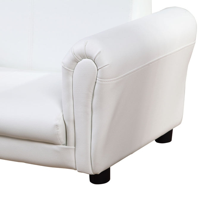 Kids Twin Sofa with Footstool - 2-Seater Toddler Chair for Children, Double Seat Armchair, Boys and Girls Lounge Furniture - White Couch Perfect for Sibling Sharing and Playrooms