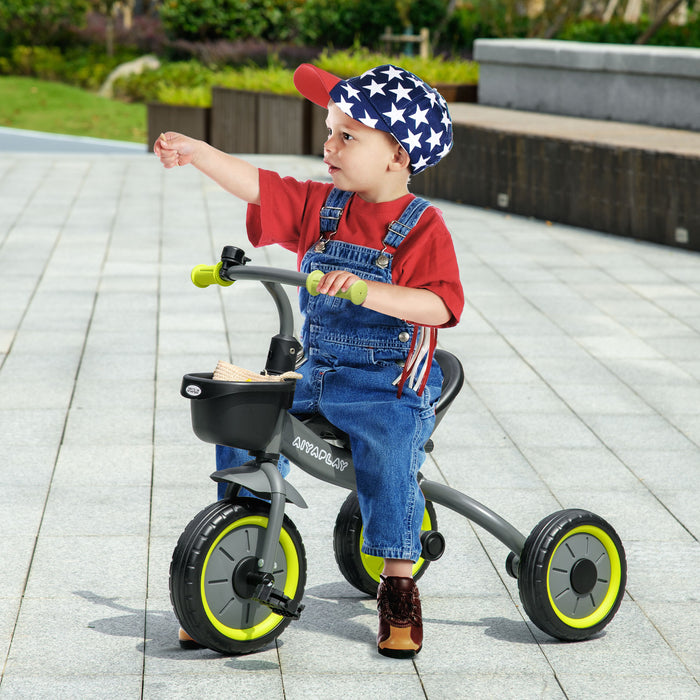 Adjustable Kids 3-Wheel Trike - Tricycle with Seat Adjustment, Storage Basket, and Bell - Perfect for Toddlers Aged 2-5 Years, Black Color