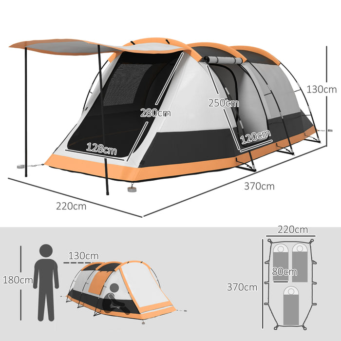 Family Tunnel Tent for 3-4 People - Waterproof 2000mm, Spacious Camping Shelter, Portable with Carry Bag - Ideal for Group Outdoor Activities