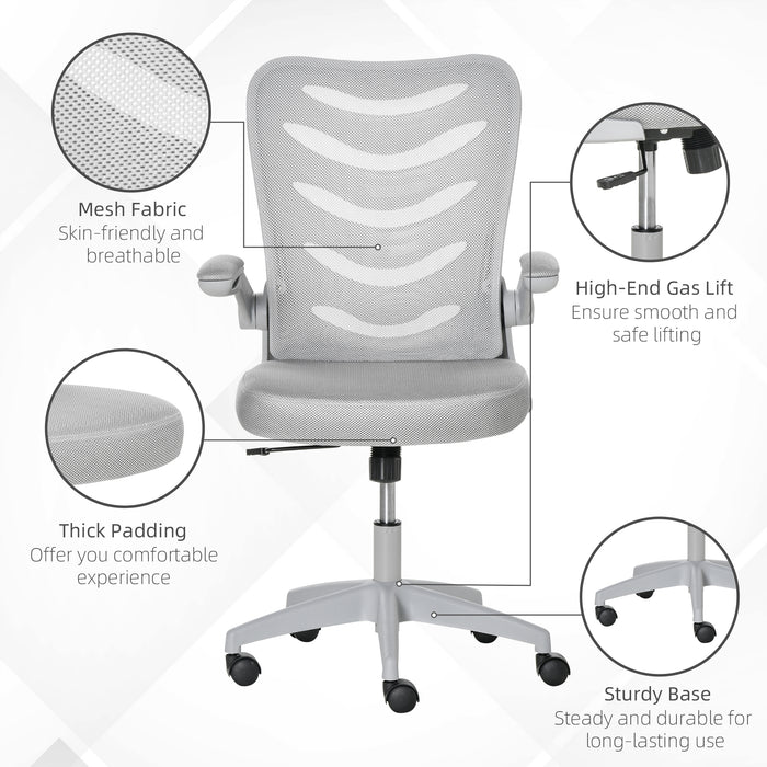 Ergonomic Swivel Mesh Chair with Lumbar Support - Flip-Up Arms and Adjustable Height Office Seating - Ideal for Home Desk Task and Comfort
