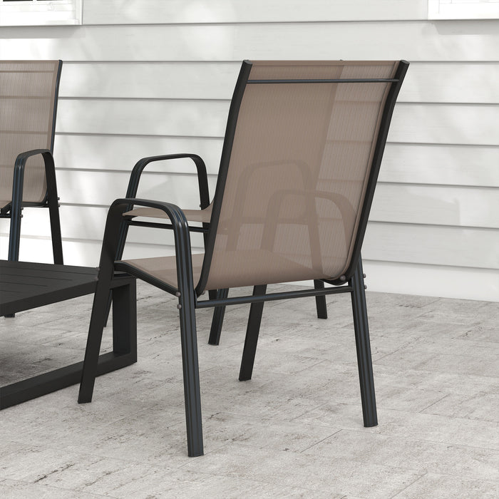 Stackable Grey Garden Chairs - 4-Piece Outdoor Dining Chair Set - Space-Saving Seating Solution for Patios and Backyards