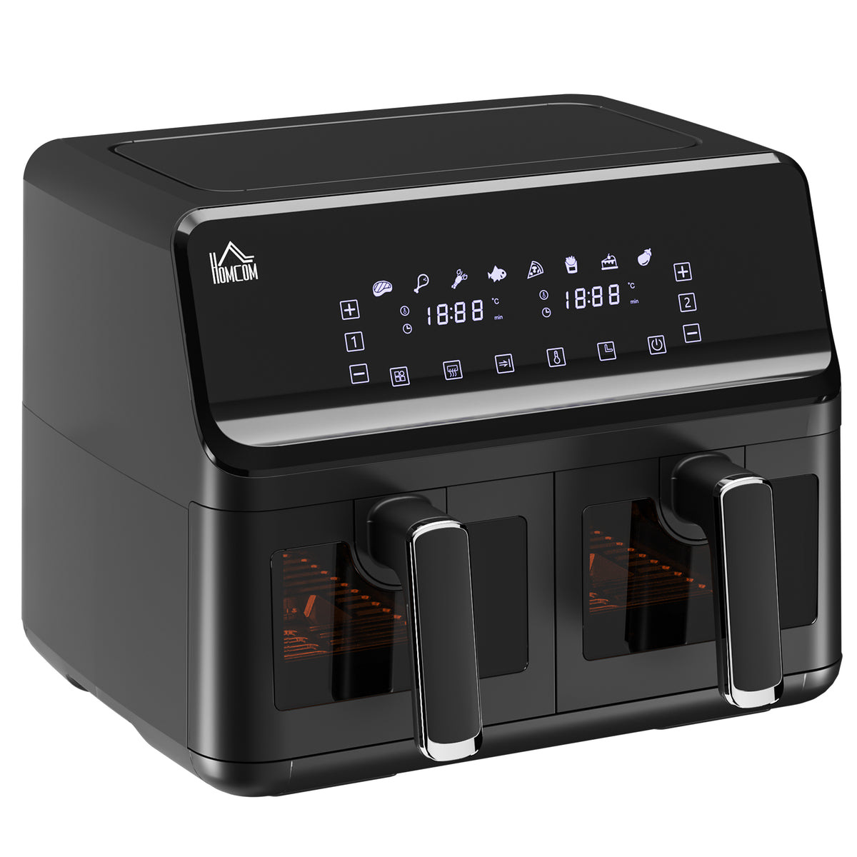 8L Family Air Fryer - Double Oven with Digital Display & 8 Cooking Presets, Includes Recipe Cookbook - Ideal for Healthy, Oil-Free Low Fat Cooking