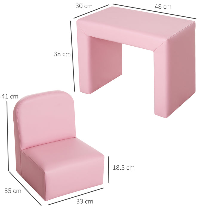 2-in-1 Convertible Toddler Sofa Chair - Compact 48x44x41 cm Furniture for Play & Relaxation - Ideal for Kids' Playrooms, Pink