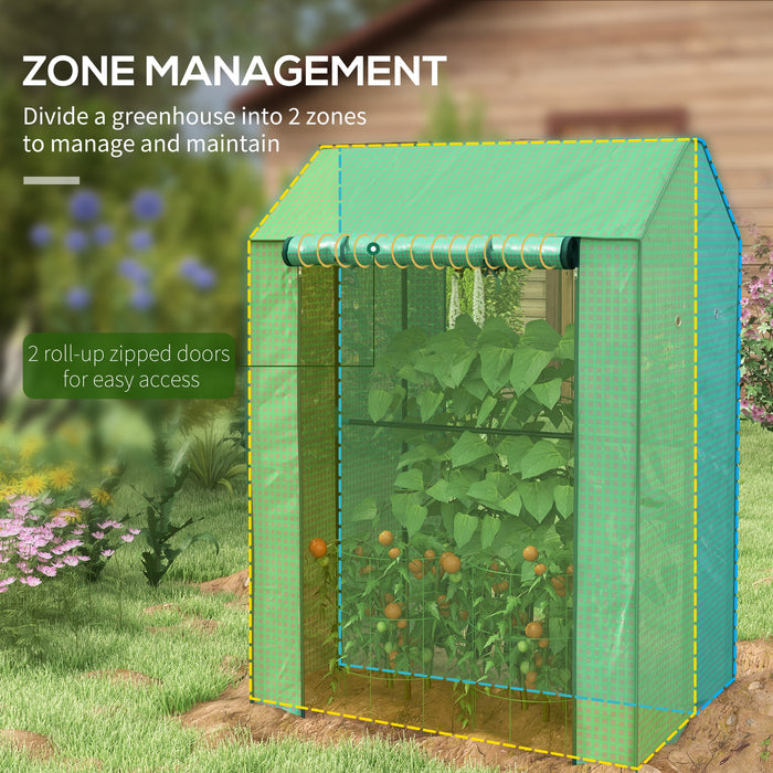 Mini 2-Room Greenhouse - Dual Roll-up Doors, Ventilation Holes, Reinforced Protective Cover, Compact Size 100x80x150cm - Ideal for Small Space Gardening