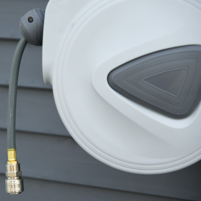 Retractable Air Hose Reel 10m+90cm - Durable Wall Mount Auto Rewind with 3/8 Inch Diameter and 1/4" BSP Connector - Perfect for Workshops and Garages